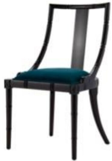 Dark wood armchair with black leather seat