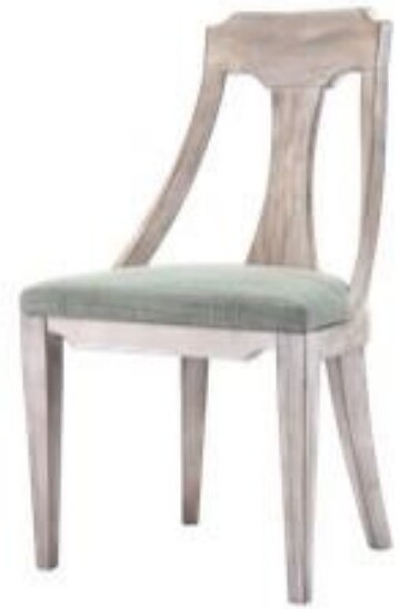Grey upholstered armchair with wheels