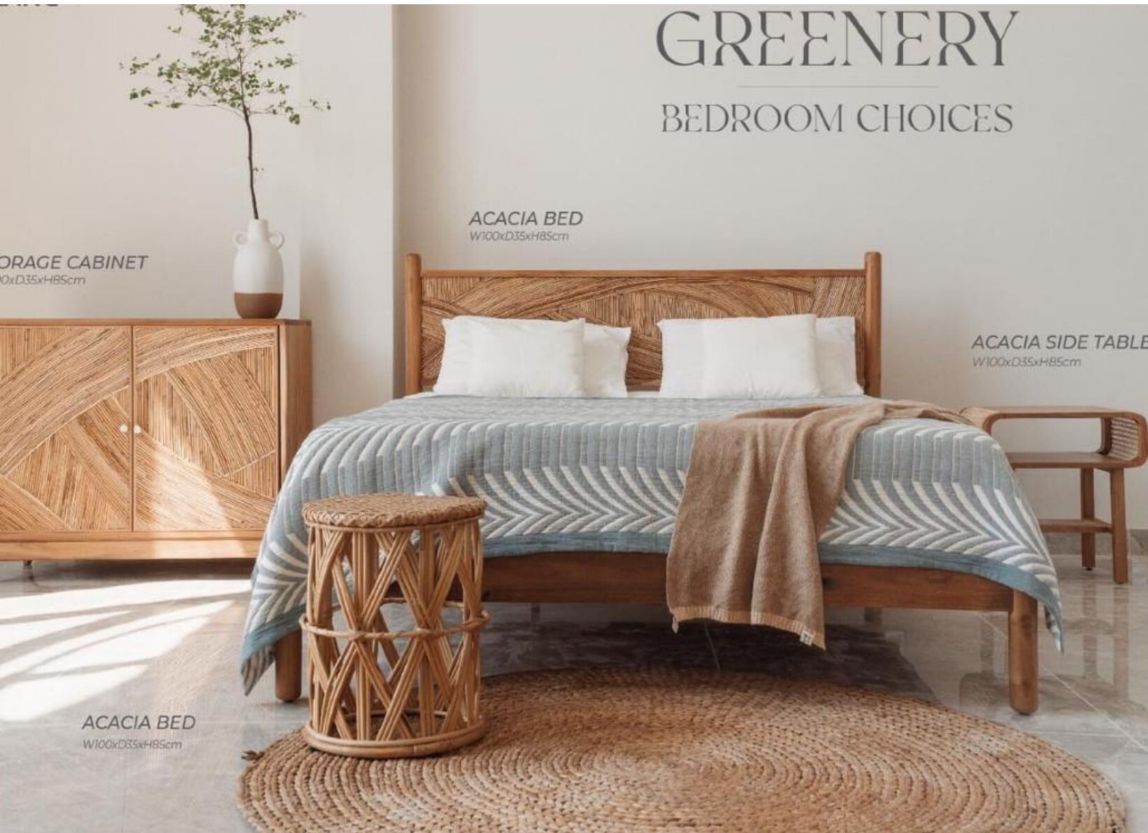 Acacia bed from the Greenery collection