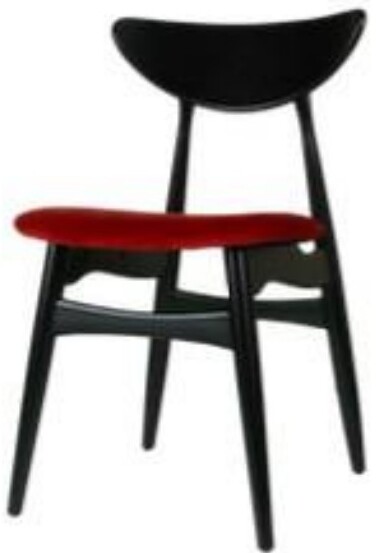 Light wood dining chair with curved solid backrest