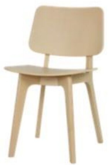 High-back grey upholstered dining chair on wooden legs