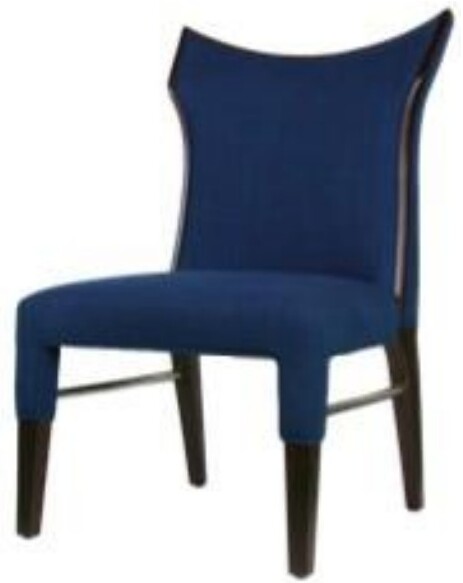 Blue upholstered high-back dining chair