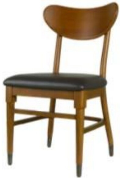 Light wooden chair with green seat and unique back