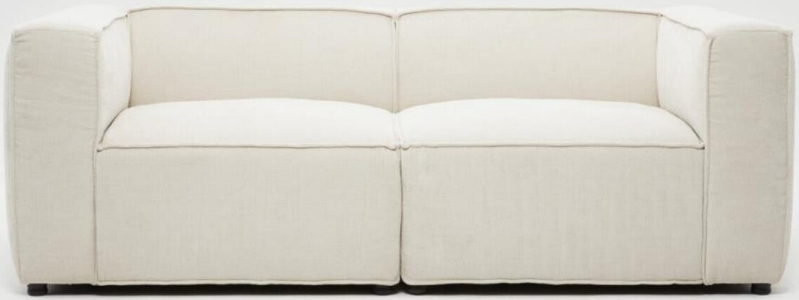 White two-seater modern boxy sofa