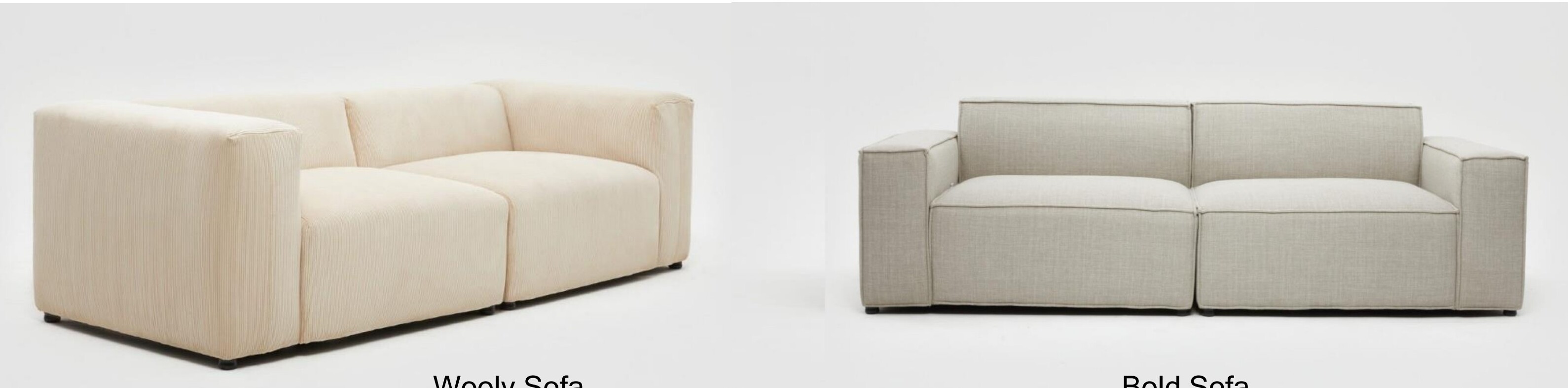 Light grey modern two-seater sofa
